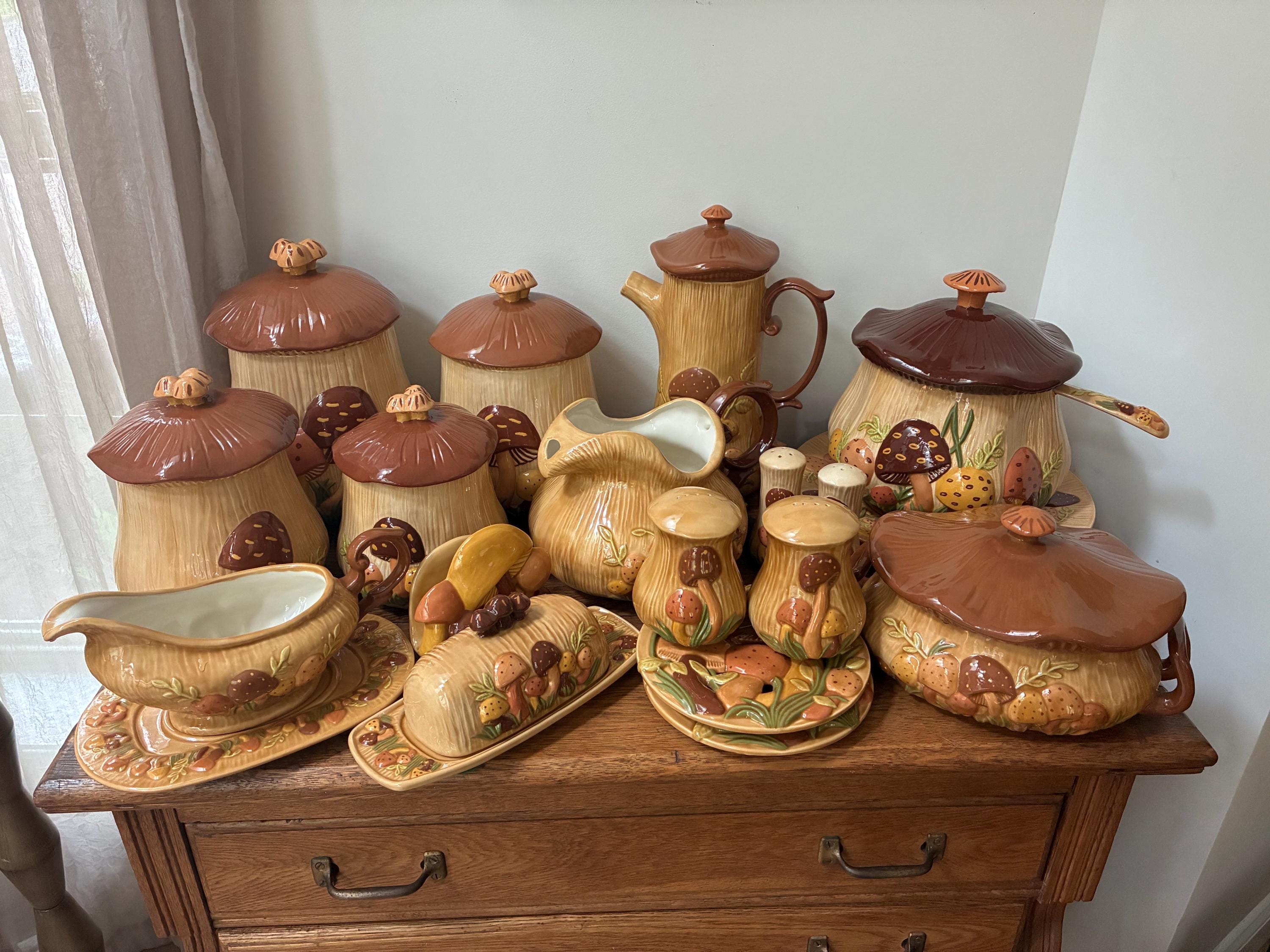 Mushroom Canister Set 1970s - Etsy