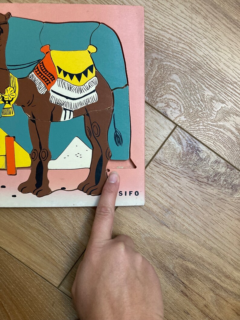 Vintage Set of Twelve Sifo Wooden Puzzles With Sifo Wooden Puzzle Rack