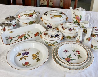 Royal Worcester Evesham Gold Porcelain China Serveware, Fruit and Vegetable Gold China, Made in England