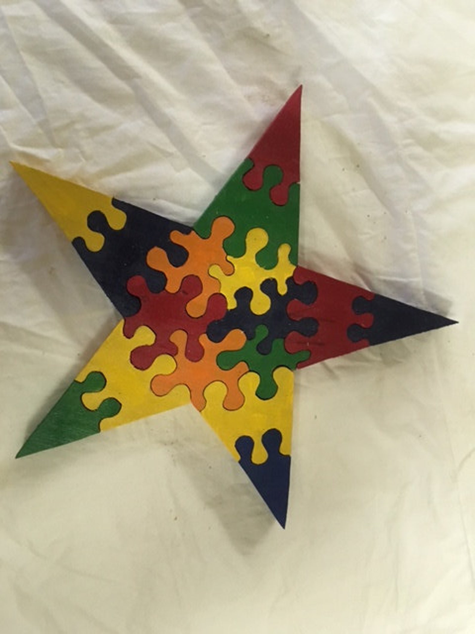 16 Piece Wooden Star Puzzle Etsy