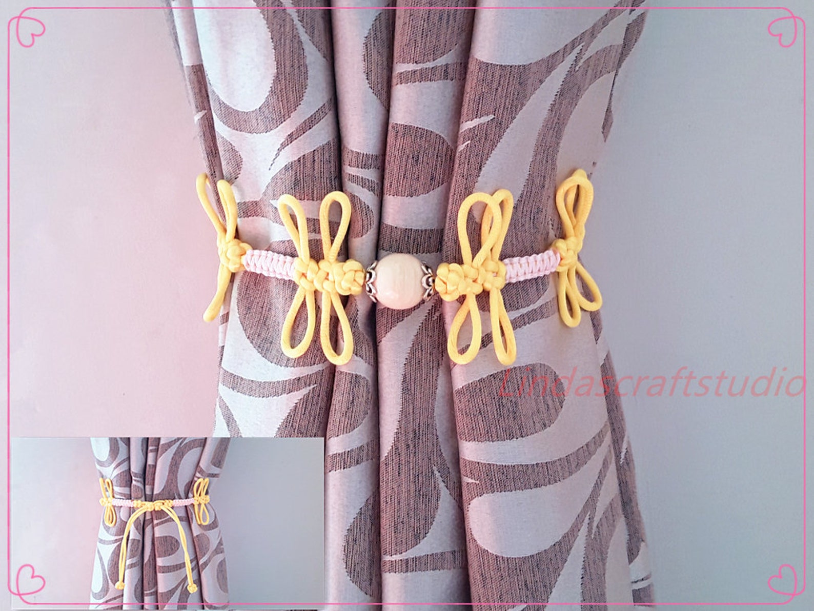 Shower Curtain Tiebacks Macrame Dragon Fly Curtain Etsy