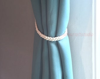 Nautical Cotton Rope Curtain Tieback: Pigtail Knot Design
