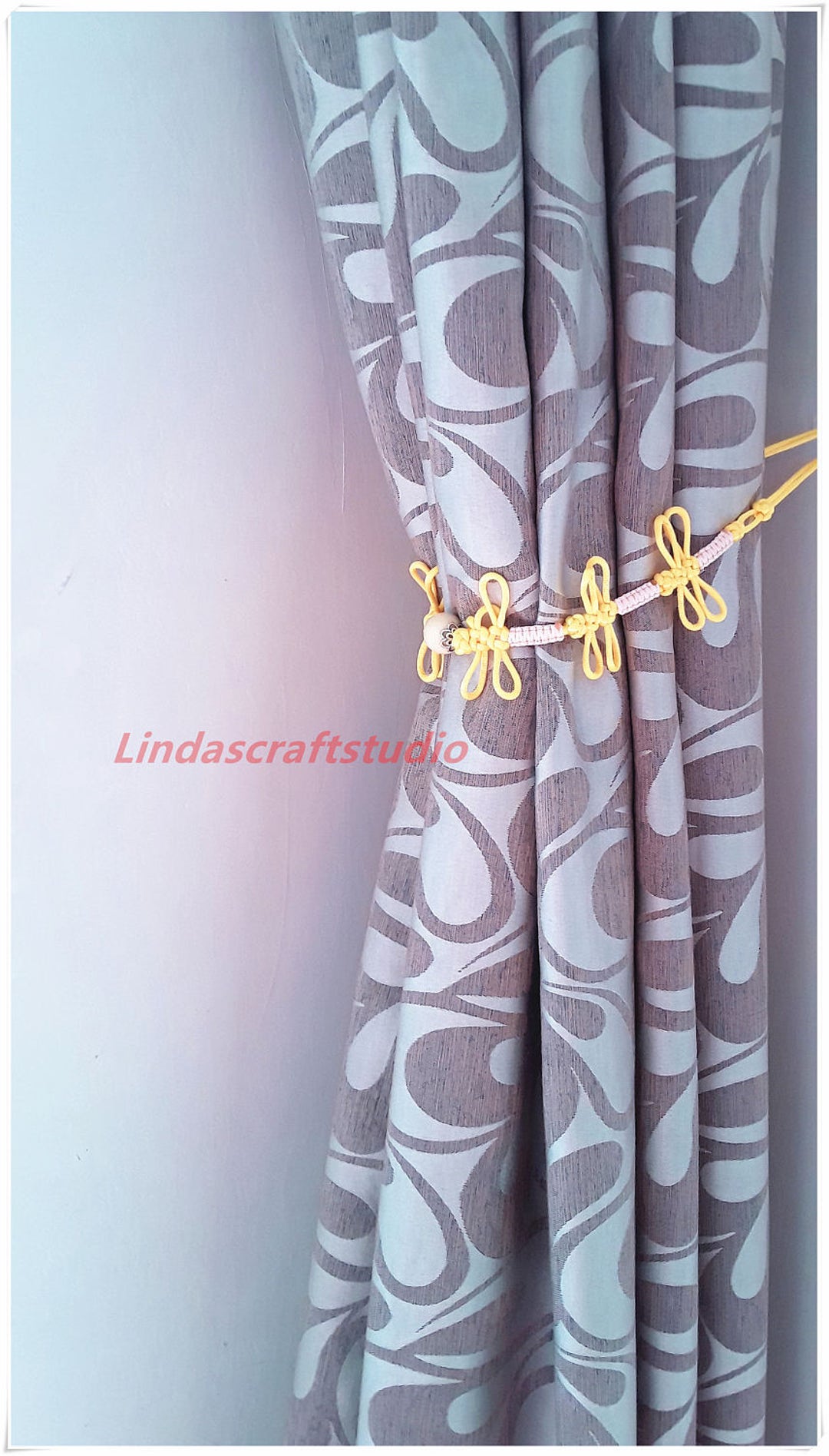 Shower Curtain Tiebacks, Macrame Dragon Fly Curtain Holders,knot