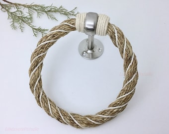 Rustic Manila Rope Towel Ring: Beach Cottagecore Bathroom Decor