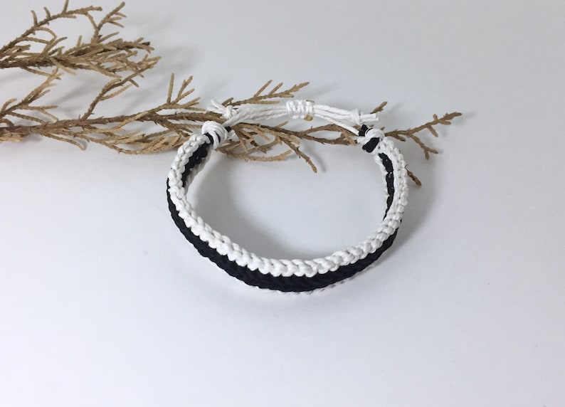 Black And White His Her Couple Bracelet, Love Couple Bracelet, Matching Bracelets, Chunky Macrame Bracelet, Gift For Couple, Cotton Bracelet image 6