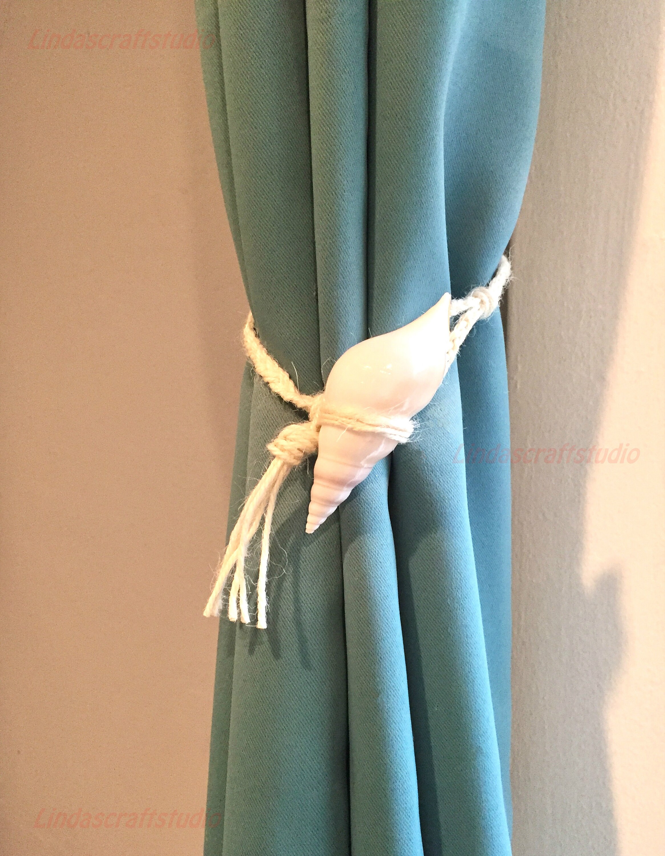 White Cone Shell Curtain Tiebacksbeach Style Tiebackshemp | Etsy