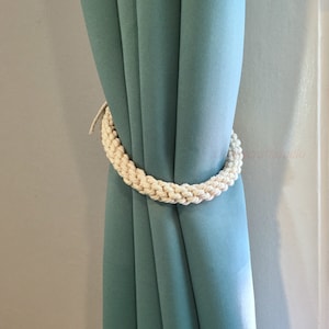 Chunky Macrame Rope Tieback 100% Cotton Rope Handmade Curtain Tiebacks, Drapes Tie Backs, Drapery Holdback, Hinge Door Stop,