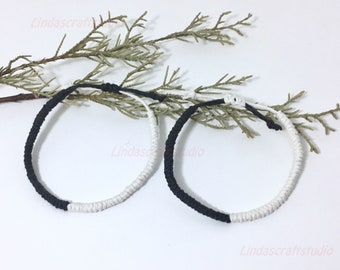 Half Moon Tibetan Buddhist Knot Bracelet, Macrame Couple And Friendship Bracelet, Yoga Bracelets, Anniversary Gift Idea