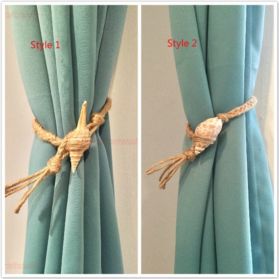 Conch Cone Shell Curtain Tiebacksbeach Style Tiebackshemp Etsy