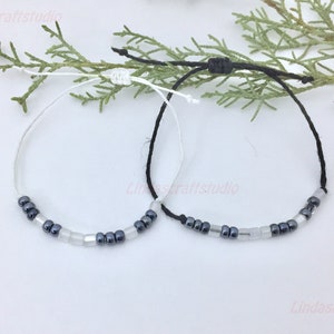 Personalized Morse Code Bracelet: Glass Bead Couple Jewelry