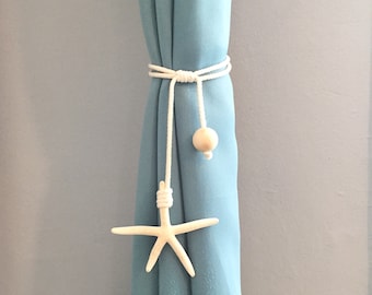 Alzapaños para cortinas con forma de estrella de mar náutica: decoración para casa de playa