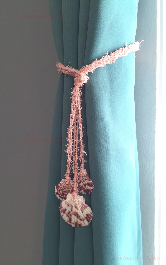 Seashell Curtain Tiebacks Shell Tiebacksnautical Cotton Etsy