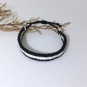 Black And White His Her Couple Bracelet, Love Couple Bracelet, Matching Bracelets, Chunky Macrame Bracelet, Gift For Couple, Cotton Bracelet image 5