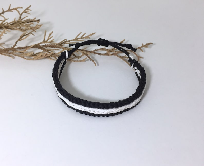 Black And White His Her Couple Bracelet, Love Couple Bracelet, Matching Bracelets, Chunky Macrame Bracelet, Gift For Couple, Cotton Bracelet image 5