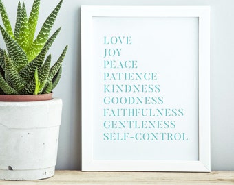 Fruits of the Spirit, Galatians 5:22 Printable, Religious, Christian, Bible, Scripture, Inspirational Wall Art
