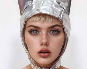 Silver Cat Ears Bonnet - Masquerade Festival Carnival Halloween Outfit Private Party