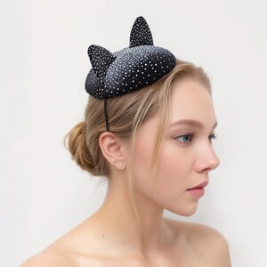 Black Cat Mini Hat - Handmade Item - Fascinator Hats
