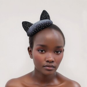 Black Cat Mini Hat - Handmade Item - Fascinator Hats