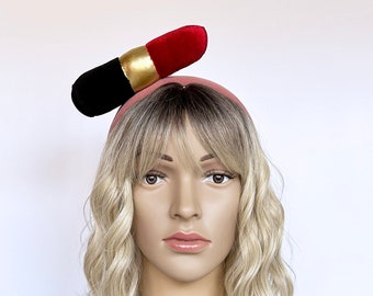 Red Lipstick Headband - Handmade Item - Fascinator Hats