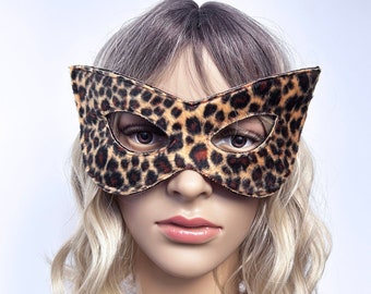 Leopard print and Pink Reversible Fetish Wear Mask - Handmade Item - Festival Outfit