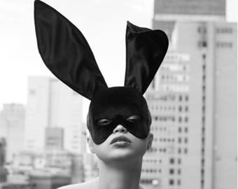 Black Velvet Rabbit Mask - Masquerade Festival Carnival Halloween Outfit Private Party