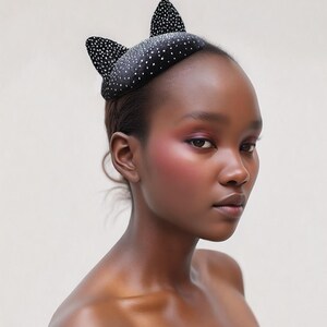 Black Cat Mini Hat - Handmade Item - Fascinator Hats
