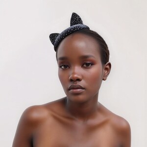 Black Cat Mini Hat - Handmade Item - Fascinator Hats