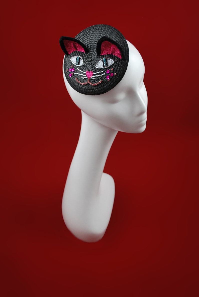 Black Cat Fascinator / Fancy Hat / Cat Minihat / Cocktail Hat Etsy