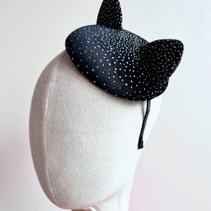 Black Cat Mini Hat - Handmade Item - Fascinator Hats