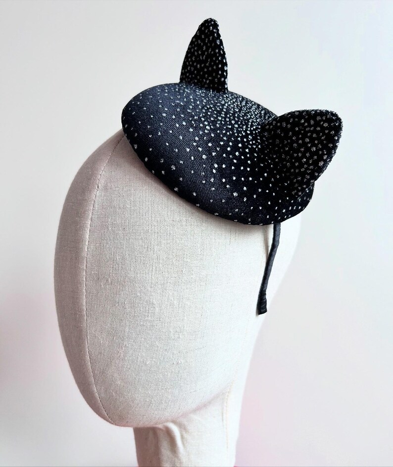 Black Cat Mini Hat - Handmade Item - Fascinator Hats