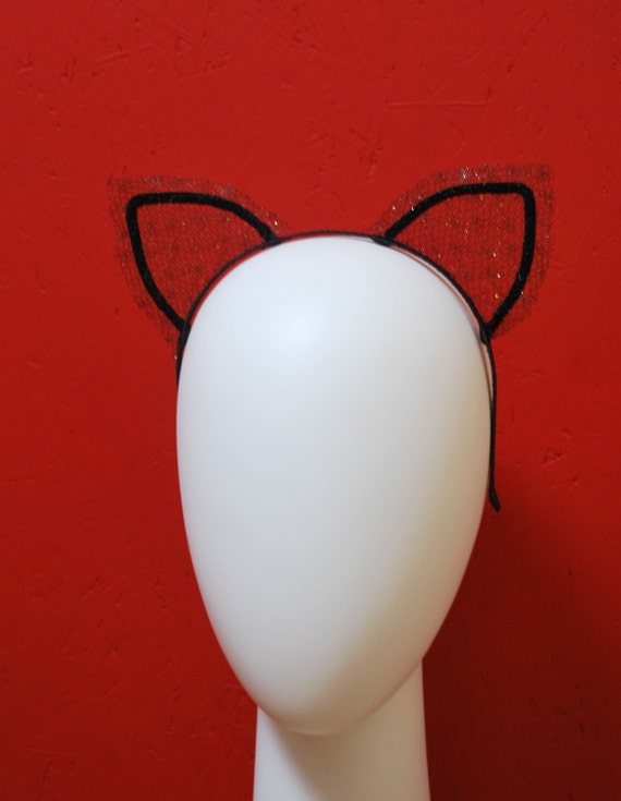 Katzenohren Stirnband & Halbmaske Aus Spitze – Elastisch, Für Karneval, Halloween & Kostümpartys, Handgefertigt