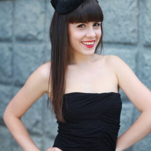Black Cat Mini Hat - Handmade Item - Fascinator Hats