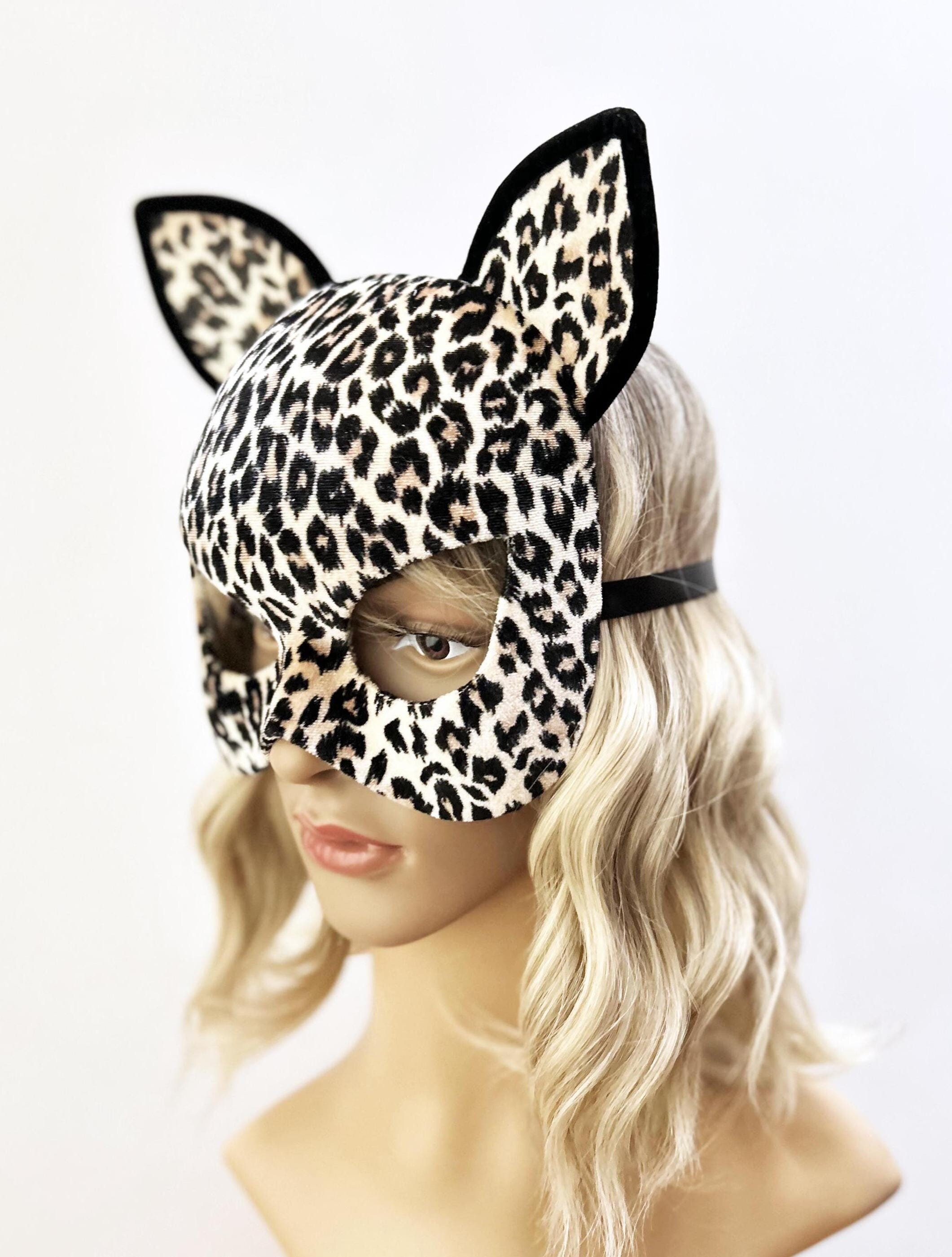 Leopard Print Cat Mask - Masquerade Festival Carnival 