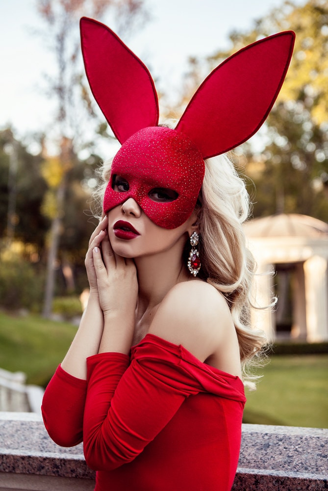 Playboy Red Bunny Mask / Rabbit Mask 