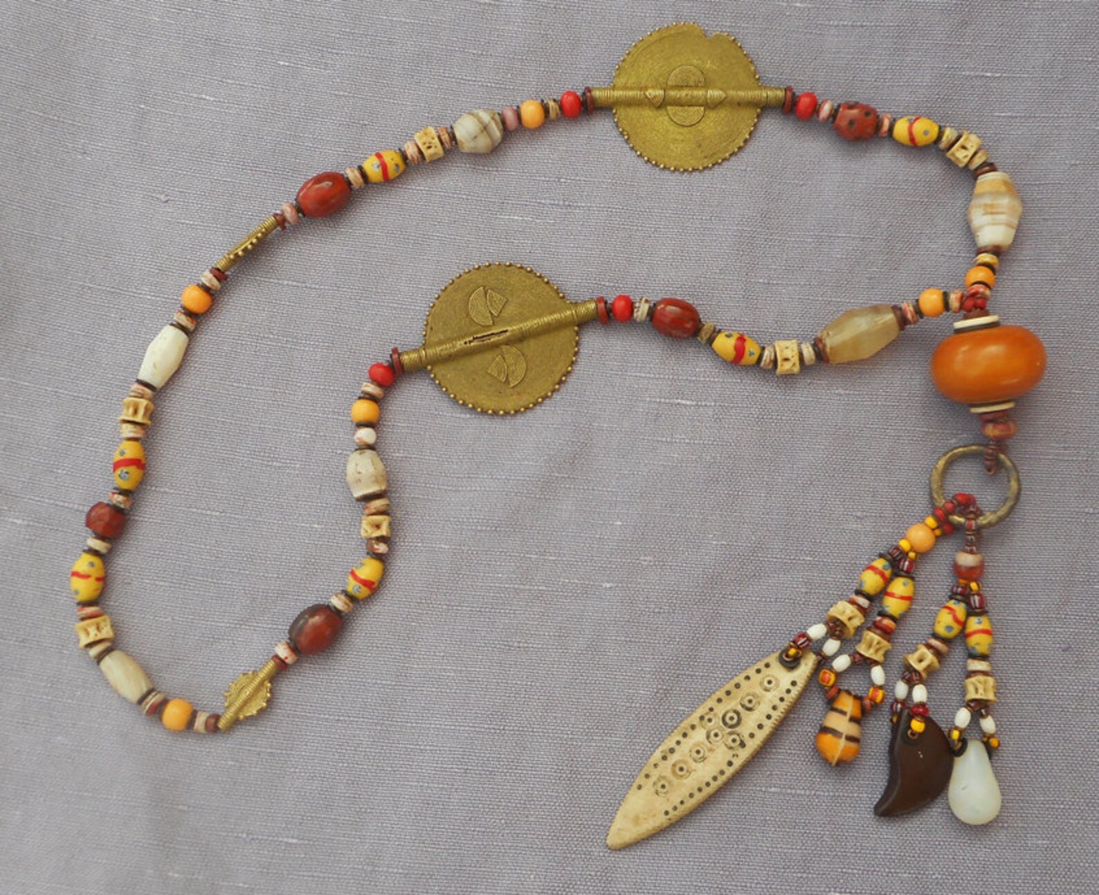 African JUJU trade bead necktie neclace Etsy