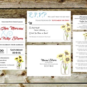 Mariage de tournesol rustique - Invitation, RSVP, carte d’Information & Hébergement carte (imprimable)