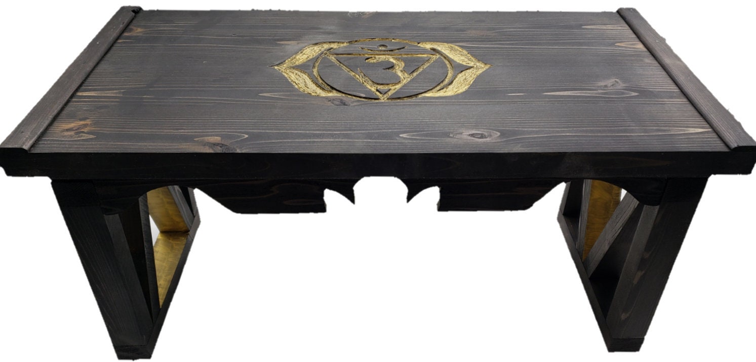 Third Eye Chakra Pedestal Altar Table with Shelf