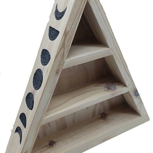 Moon Phases Triangle Shelf - choose stain and accent color