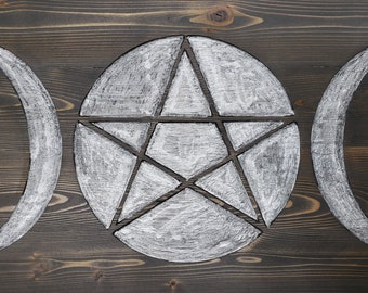 Triple Moon Pentagram Altar Table