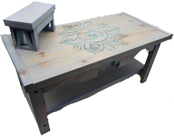 Third Eye Chakra Pedestal Altar Table with Shelf