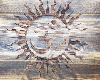 Om Sun Pedestal Altar Table with Shelf
