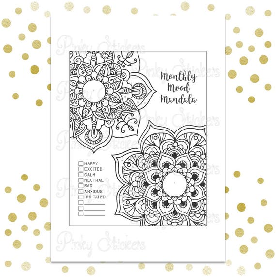 Monthly Mood Mandala Printable Fits Erin Condren and Happy - Etsy