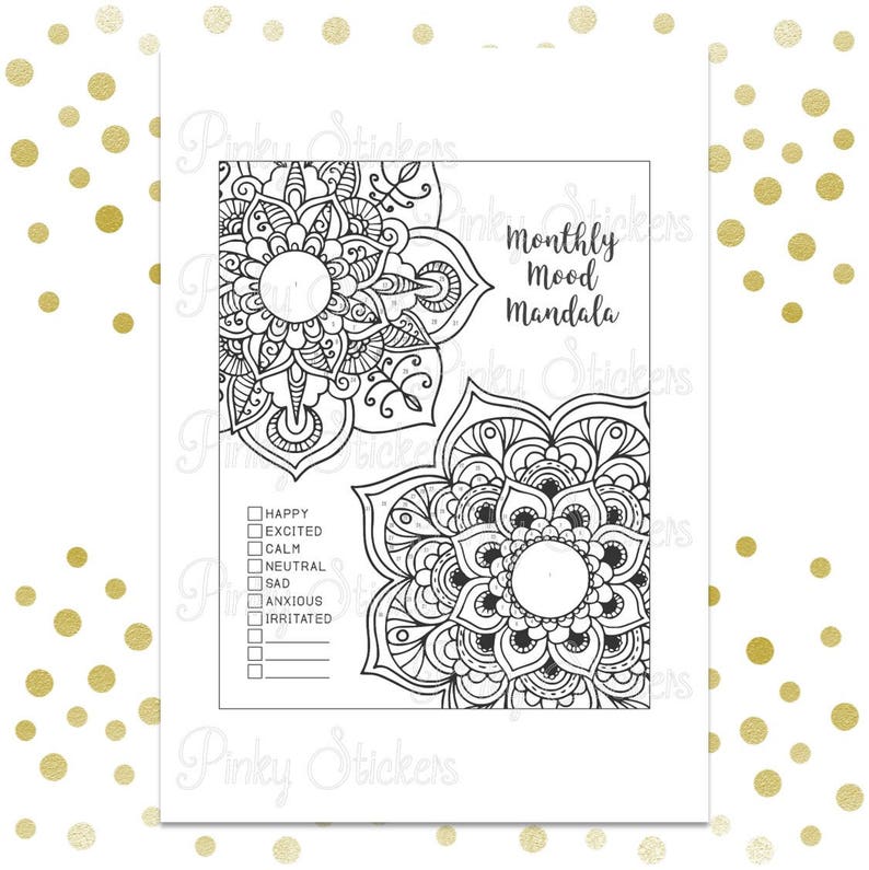 Monthly Mood Mandala Printable Fits Erin Condren and Happy | Etsy
