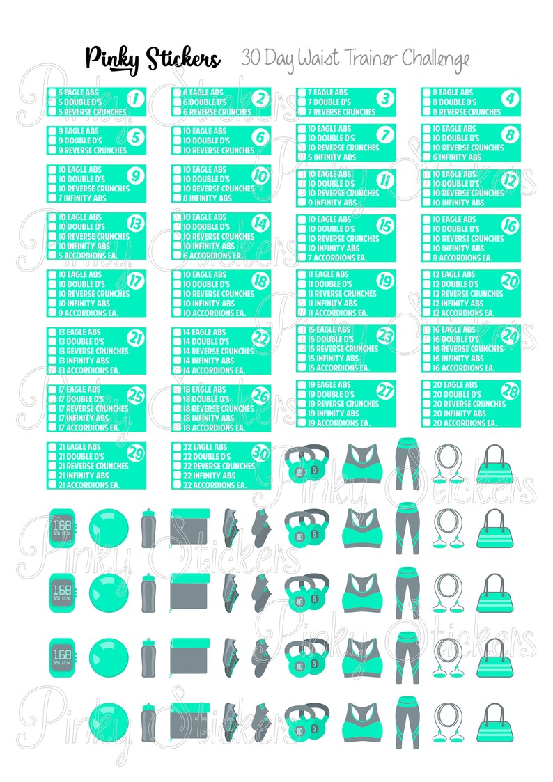 30 Day Waist Trainer Challenge For Erin Condren Printable Etsy