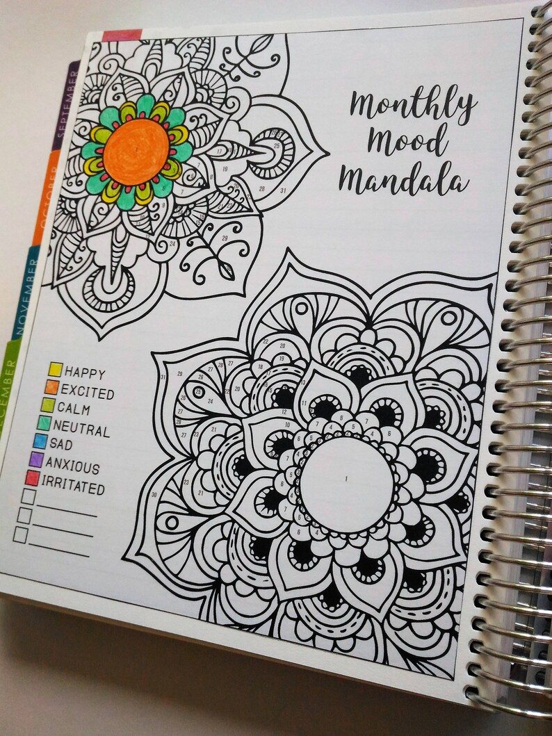 Monthly Mood Mandala Printable Fits Erin Condren and Happy - Etsy