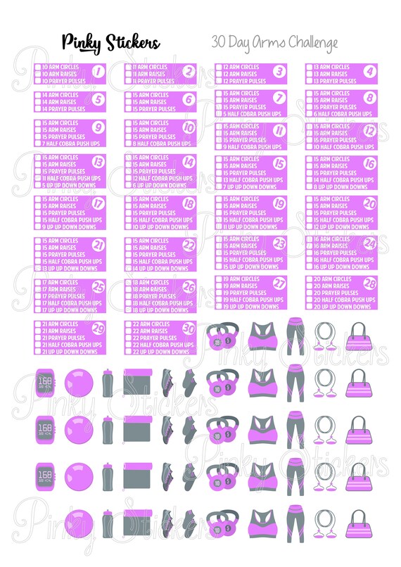 30 Day Arms Challenge For Erin Condren Printable Includes Etsy