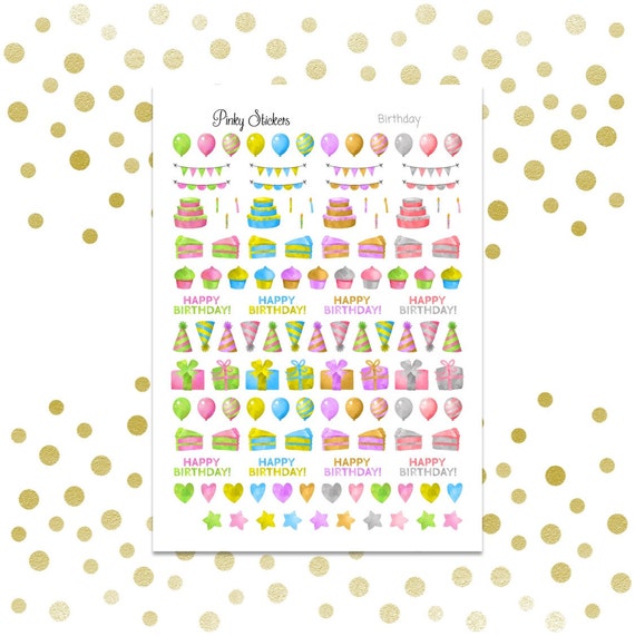 Birthday Stickers Printable Includes Blackout Files for | Etsy
