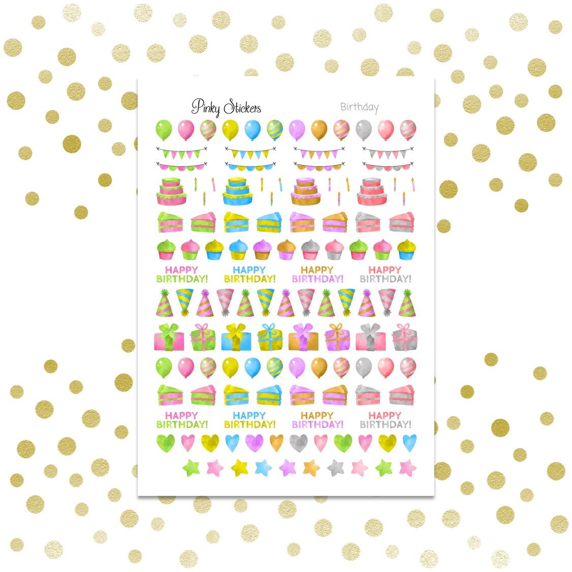 Birthday Stickers Printable Includes Blackout Files for | Etsy