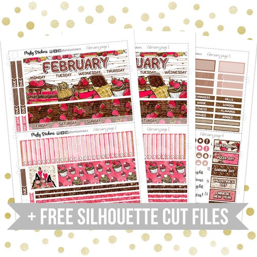 FEBRUARY MONTHLY KIT Printable February Monthly View Sticker | Etsy