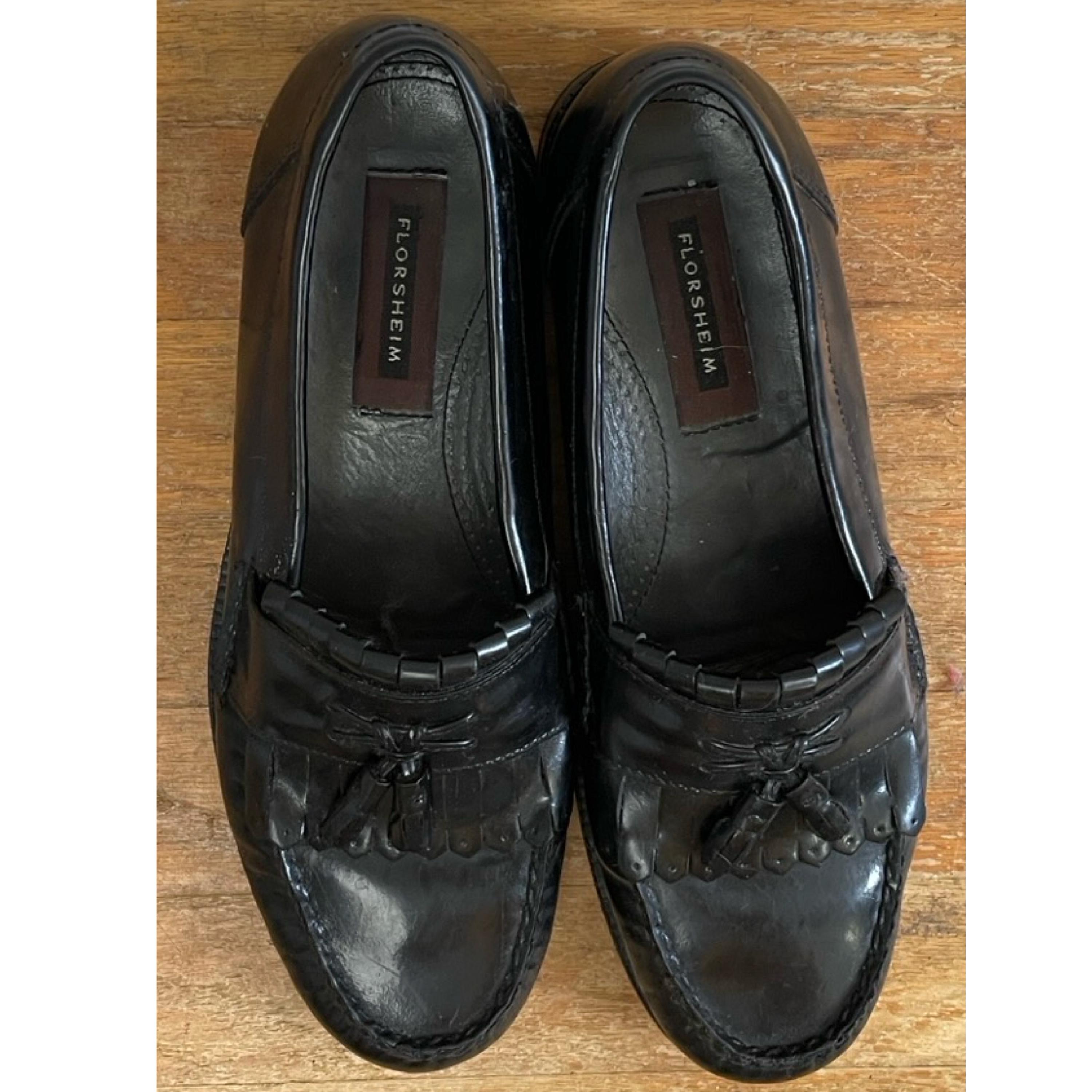 Vintage Florsheim Tassel Loafers | USA Made | Black Veal | High Shine | 10 EEE Vintage Mens Florsheim Tassel Loafers Size 10.5 90s Black  main image 3